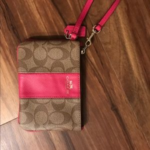 Coach pink wristlet
